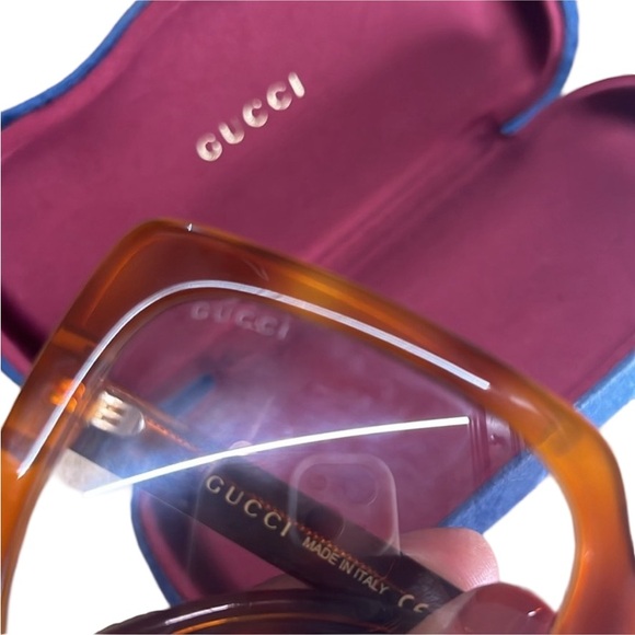 GUCCI Oversized Tortoiseshell Print Design Swarovski Logo Sunglasses - Picture 5 of 9